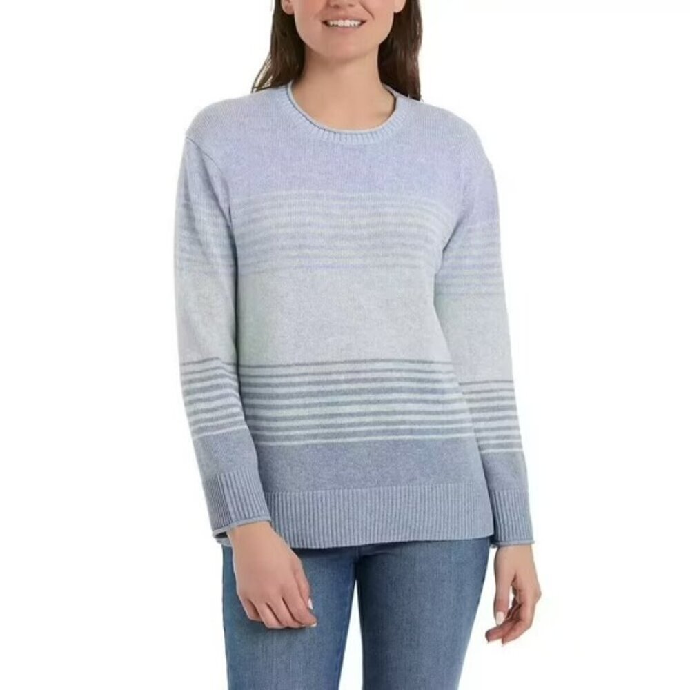 Ella Moss XXL Blue Striped Sweater Crewneck Long Sleeve Knit Lightweight a0612
